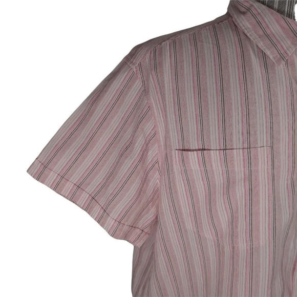 Zenformen Work  Office Business Casual Bitton Down Dress Shirt Pink Stripes XL - Picture 4 of 9